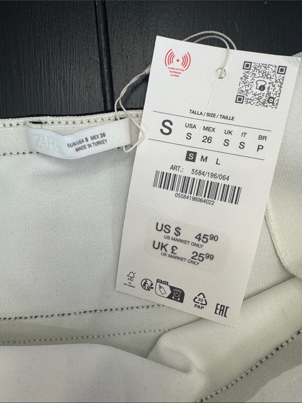 Zara Cream Mini Dress with Black Strap Details - Picture 2 of 3
